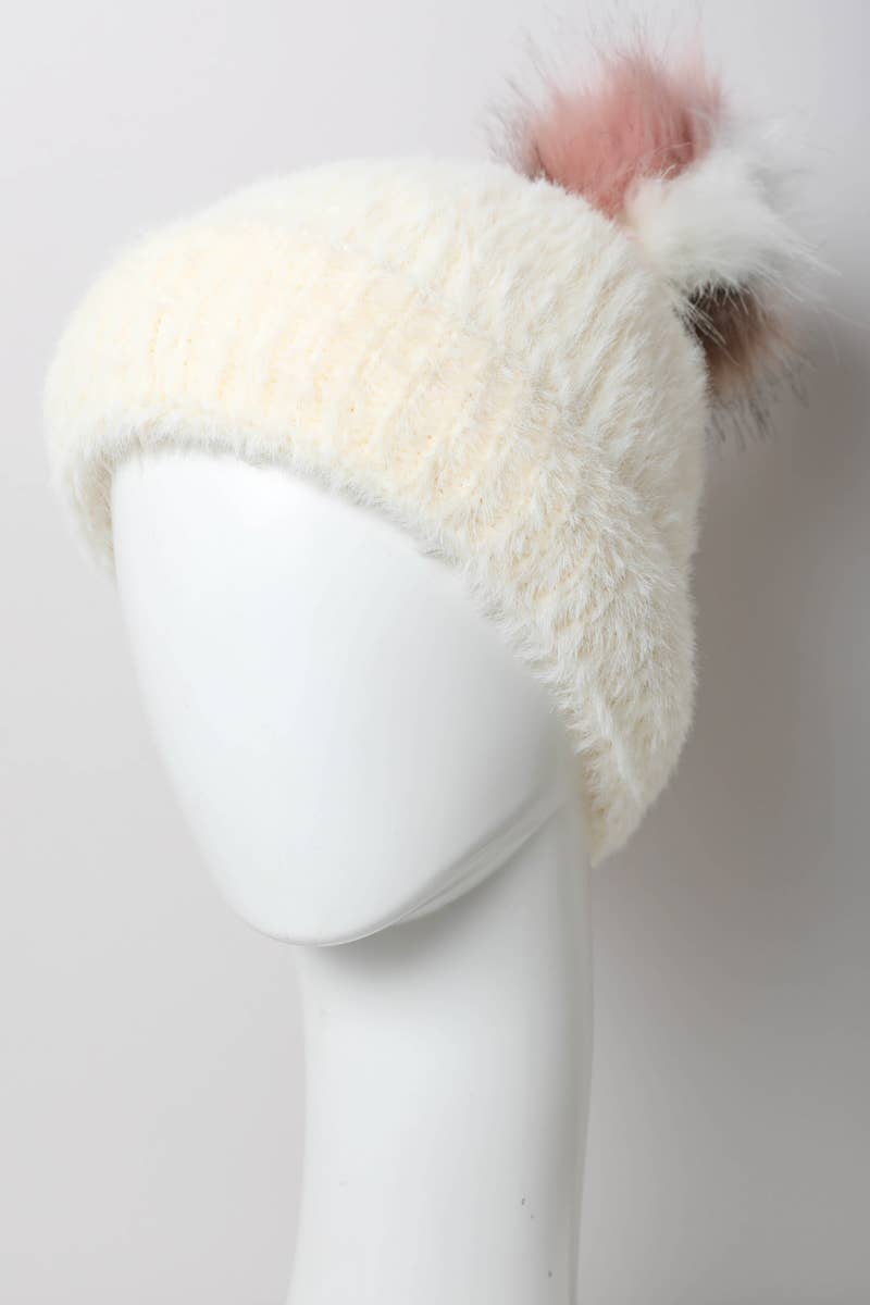 Plush Faux Mohair Knit Beanie