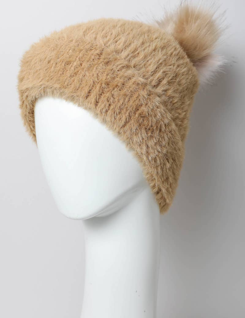 Plush Faux Mohair Knit Beanie