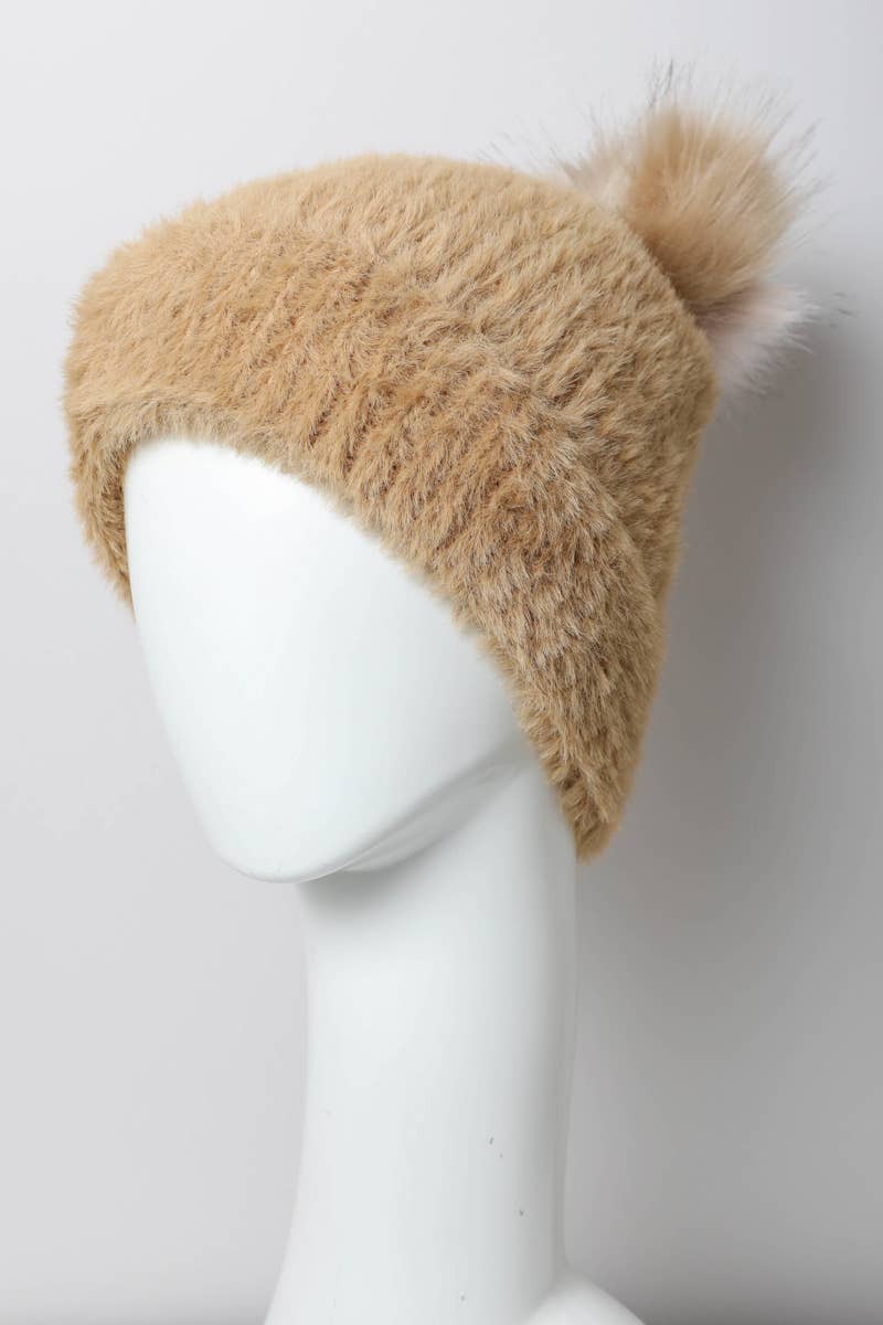 Plush Faux Mohair Knit Beanie