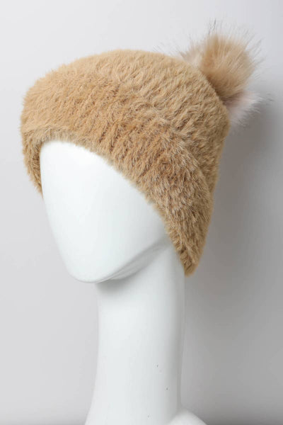 Plush Faux Mohair Knit Beanie