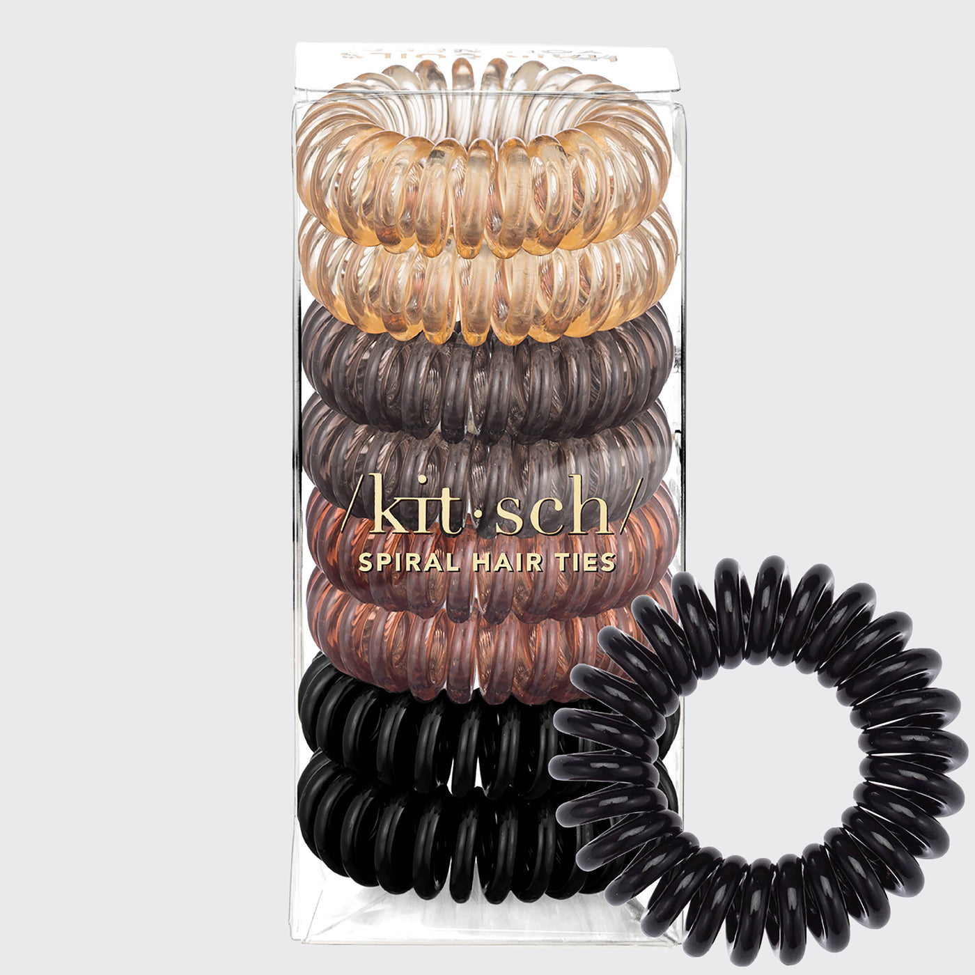 KITSCH The Spiral Hair Ties 8 Pack - Brunette