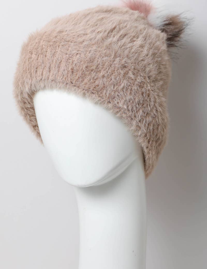 Plush Faux Mohair Knit Beanie