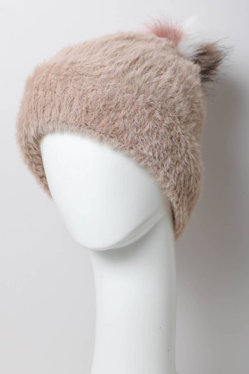 Plush Faux Mohair Knit Beanie