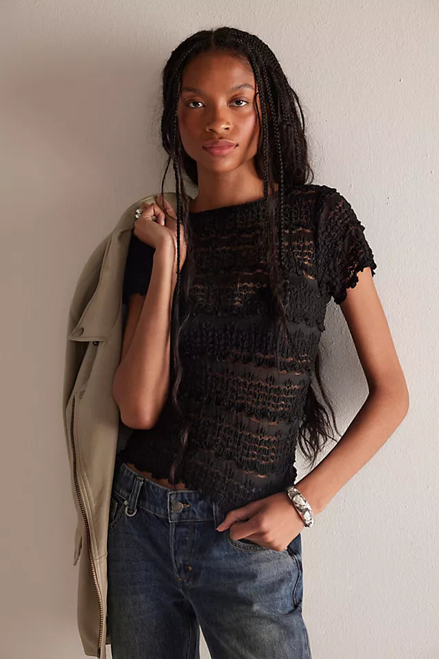 FREE PEOPLE The Angelina Lace Tee